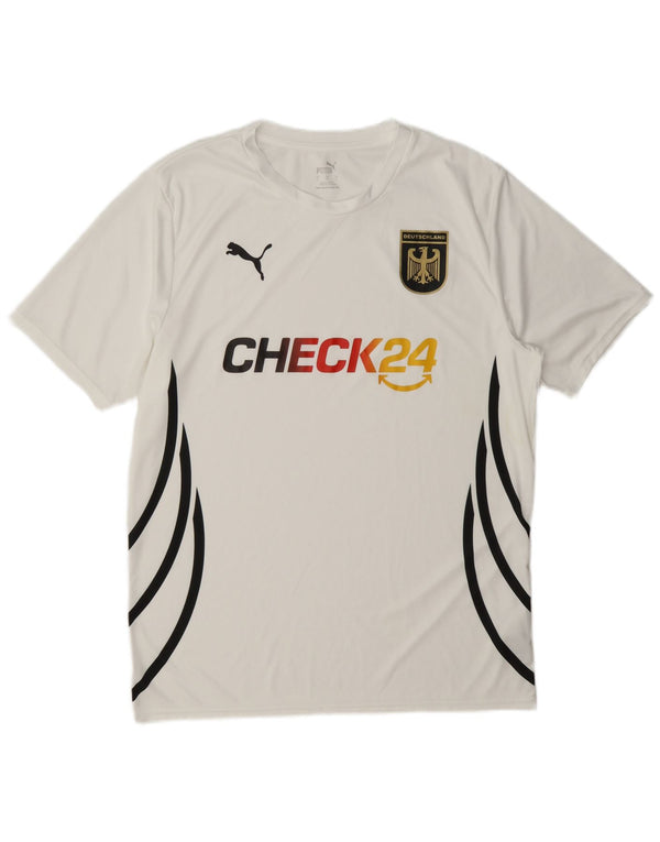 Puma Mens Deutshland Graphic Camiseta Top Grande Poliéster Blanco