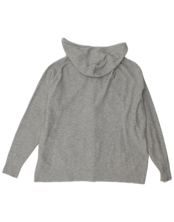 Marks & Spencer Womens Knit Zip Hoodie Sweater UK 14 Medium Grey Viscose