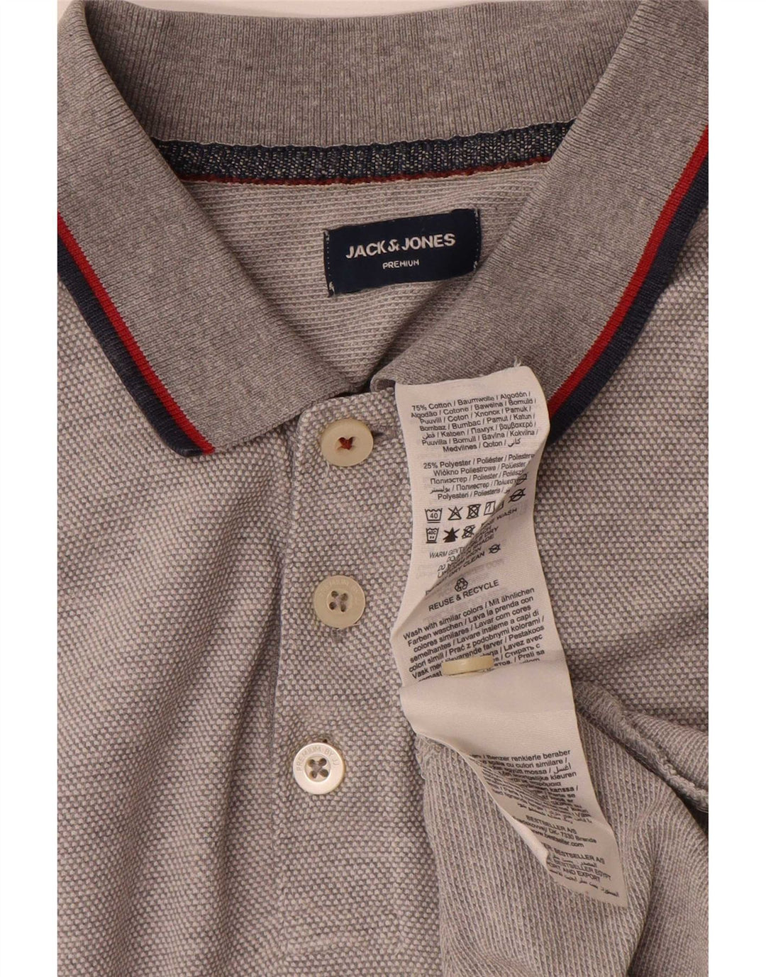 Jack & Jones Mens Polo Shirt XL Grey Cotton