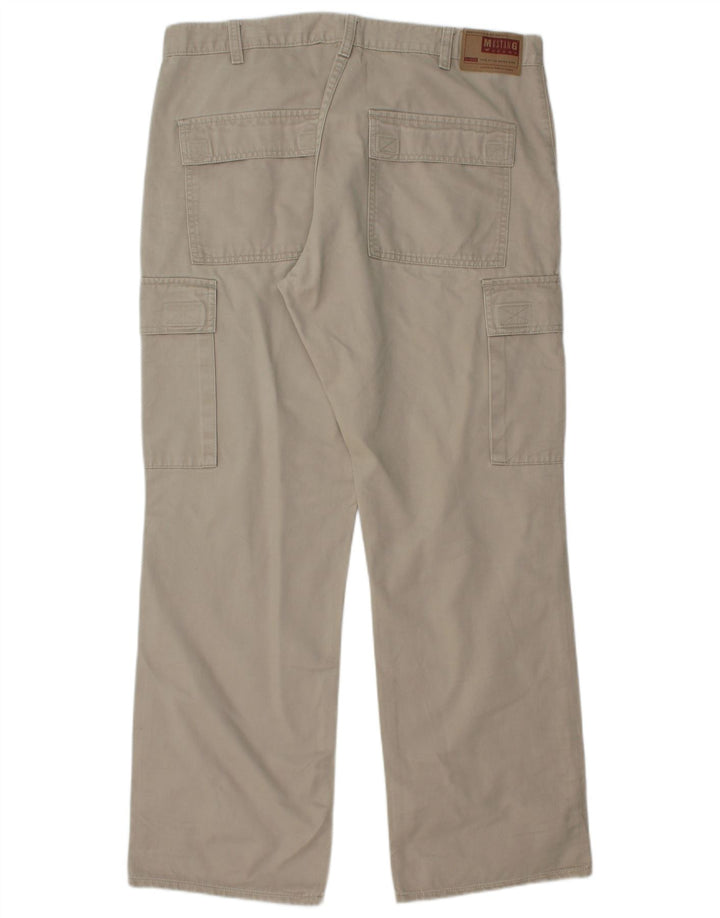 MUSTANG Mens Straight Cargo Trousers W38 L34 Grey Cotton