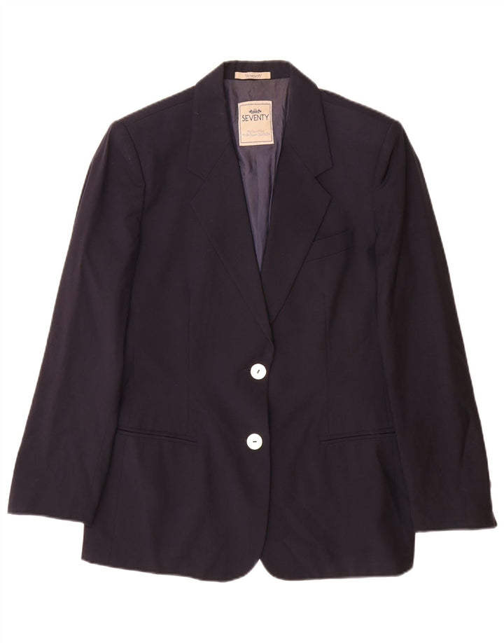 Seventy Damen-Blazer mit 2 Knöpfen, Größe IT 44, mittelmarineblaue Schurwolle