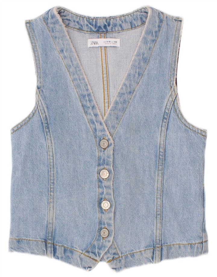 Zara Girls Denim Waistcoat 9-10 Years Blue