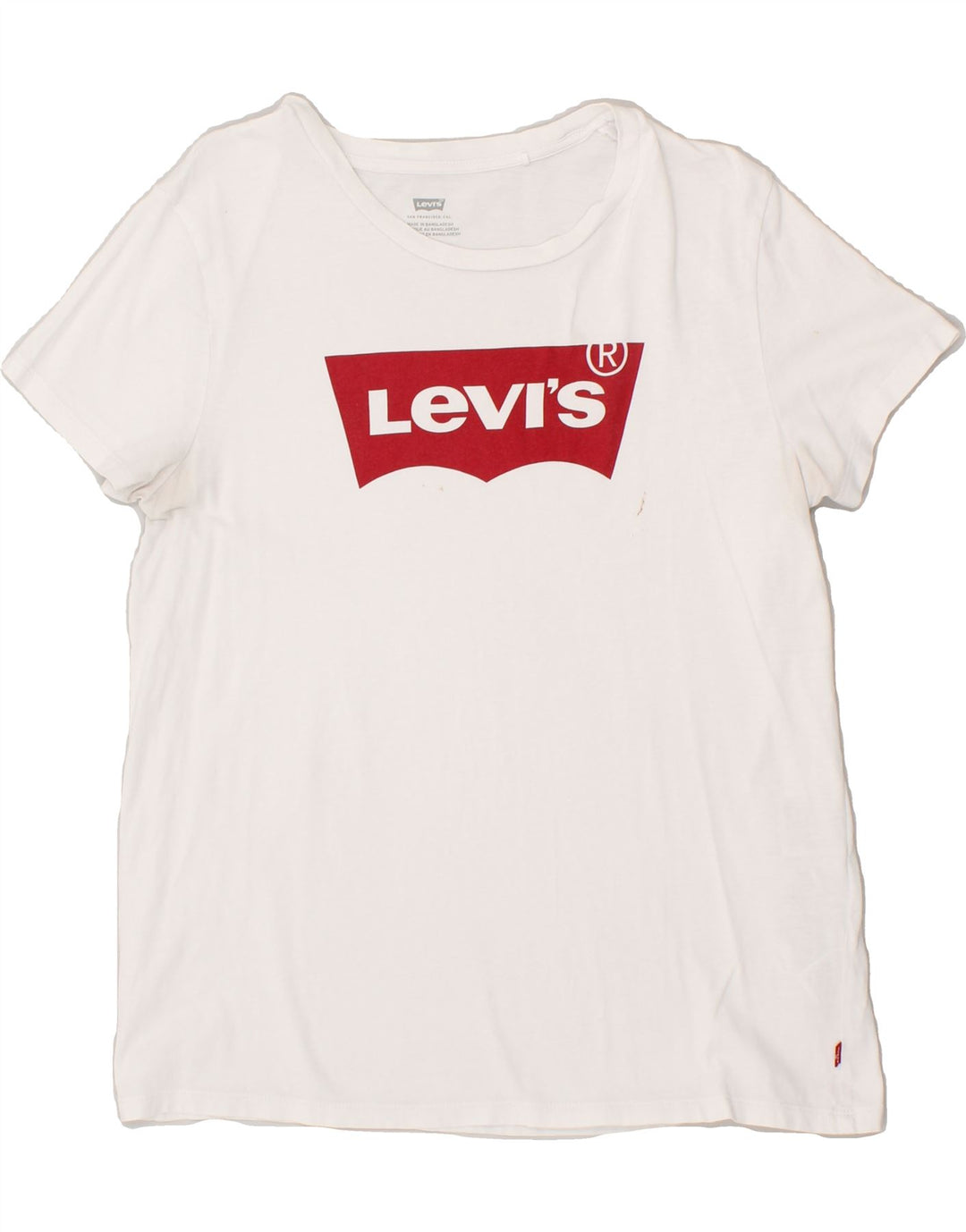 LEVI'S Womens Graphic T-Shirt Top UK 12 Medium White Cotton Vintage Levi's and Second-Hand Levi's from Messina Hembry 