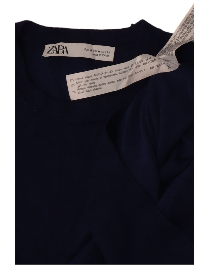 Zara Womens Vest Tank Top UK 12 Medium Navy Blue Viscose
