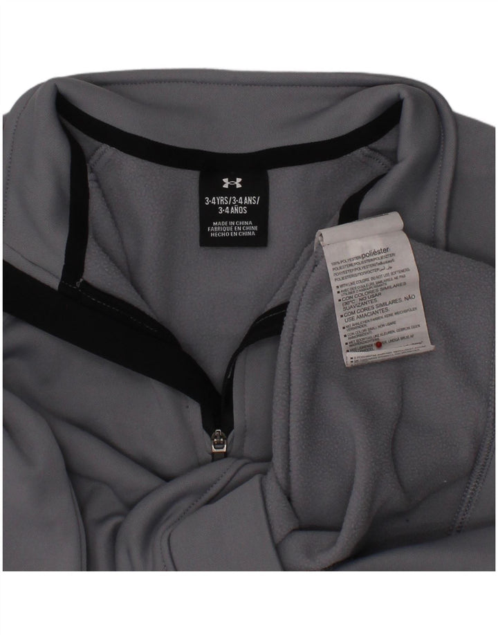UNDER ARMOUR Boys Graphic Zip Neck Sweatshirt Jumper 3-4 Years Grey