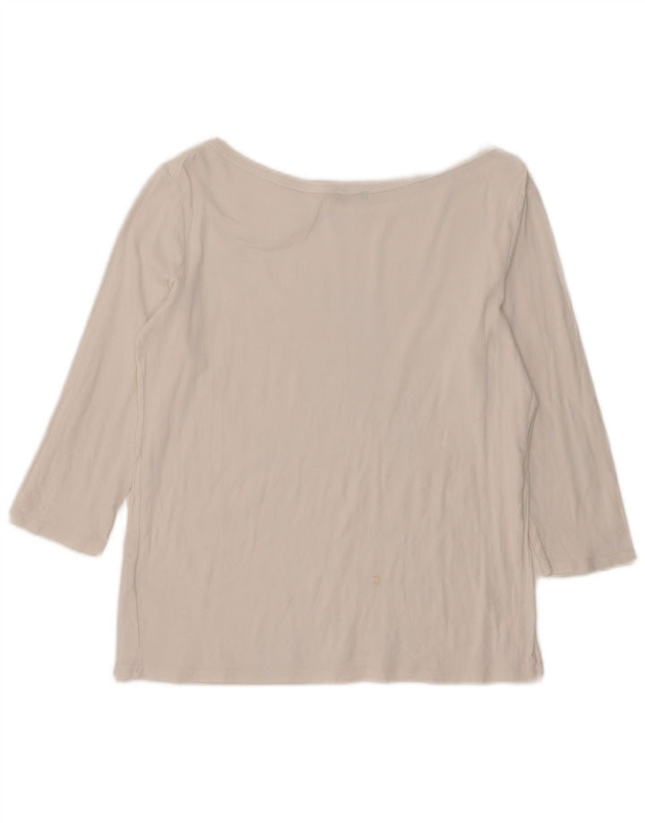 Benetton Damen-Top, 3/4-Ärmel, UK-Größe 14, Größe L, weiße Baumwolle