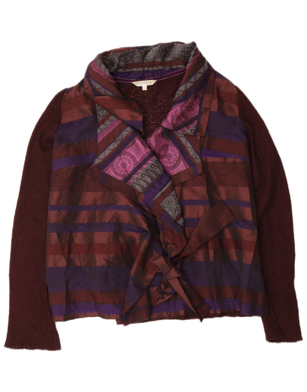 Jacqueline Riu Damen-Cardigan mit Bindeband vorne UK 18 XL Braun gestreift