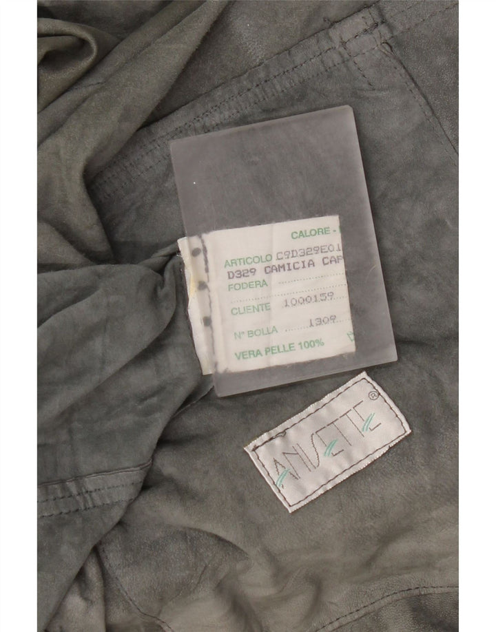 Vintage dame ruskindsjakke UK 20 2XL gråt læder