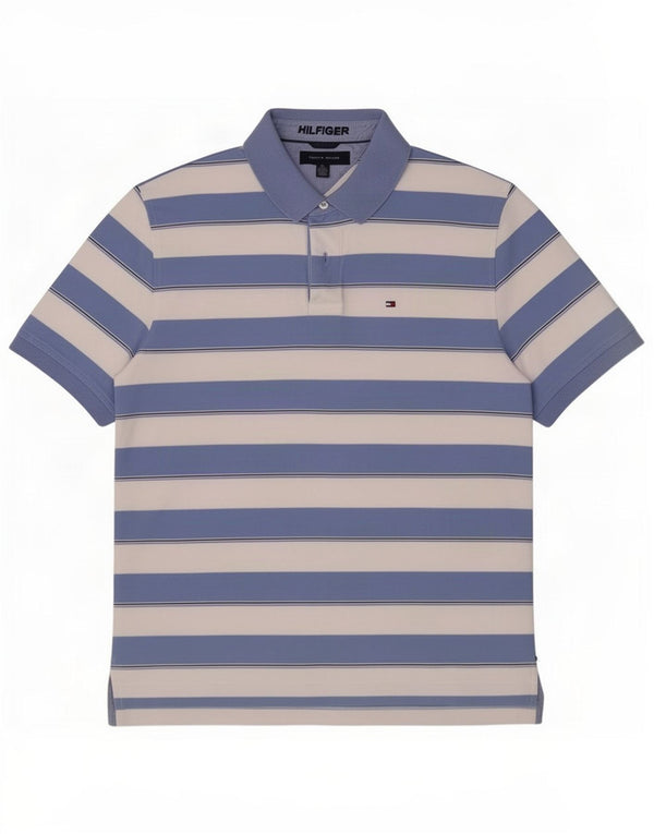 Polo da uomo Tommy Hilfiger XL in cotone a righe blu