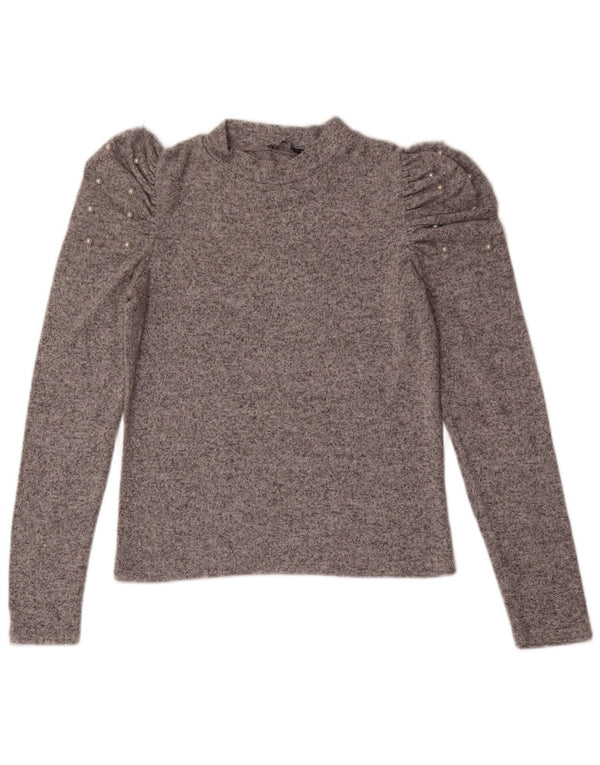 Zara Womens Top Long Sleeve UK 12 Medium Grey