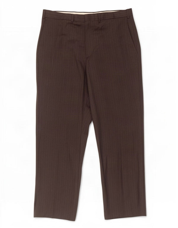Pantaloni da abito dritti da uomo Marks & Spencer W38 L29 gessato grigio