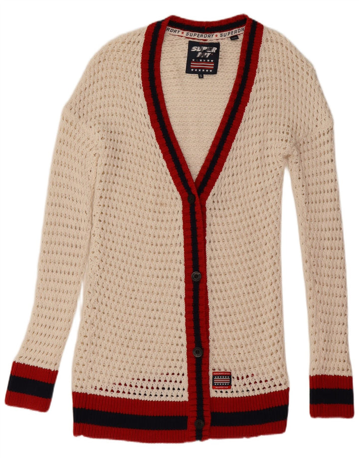 Superdry Womens Oversized Cardigan Sweater UK 10 Small White Colourblock