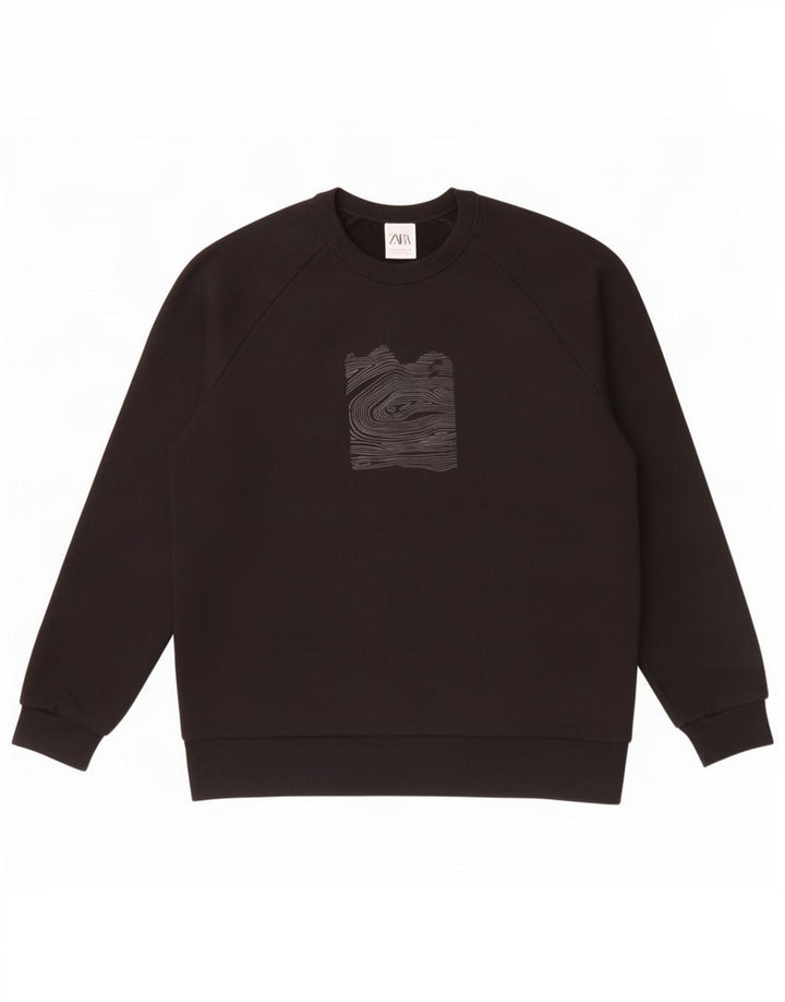 Zara Mens Graphic Sweatshirt Jumper Medium Black Cotton