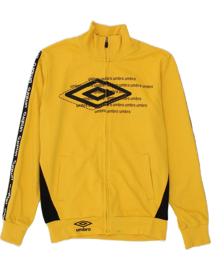 UMBRO Boys Tracksuit Top Jacket 13-14 Years Medium Yellow Colourblock Vintage Umbro and Second-Hand Umbro from Messina Hembry 