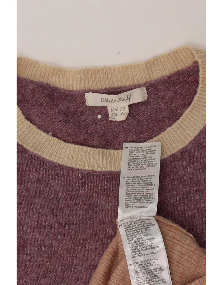 White Stuff Womens Crew Neck Jumper Sweater UK 12 Medium Purple Colourblock