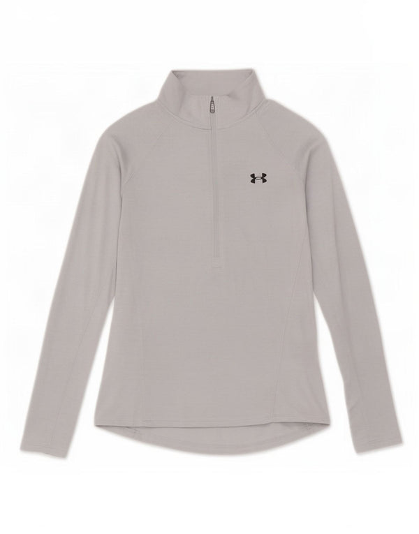 Under Armour Mens Heat Gear Loose Fit Zip Neck Top Long Sleeve Small Grey