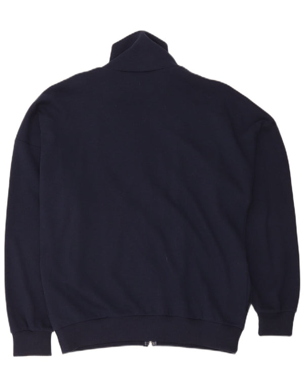 Vintage Mens Cardigan Sweater EU 50 Medium Navy Blue Colourblock Cotton