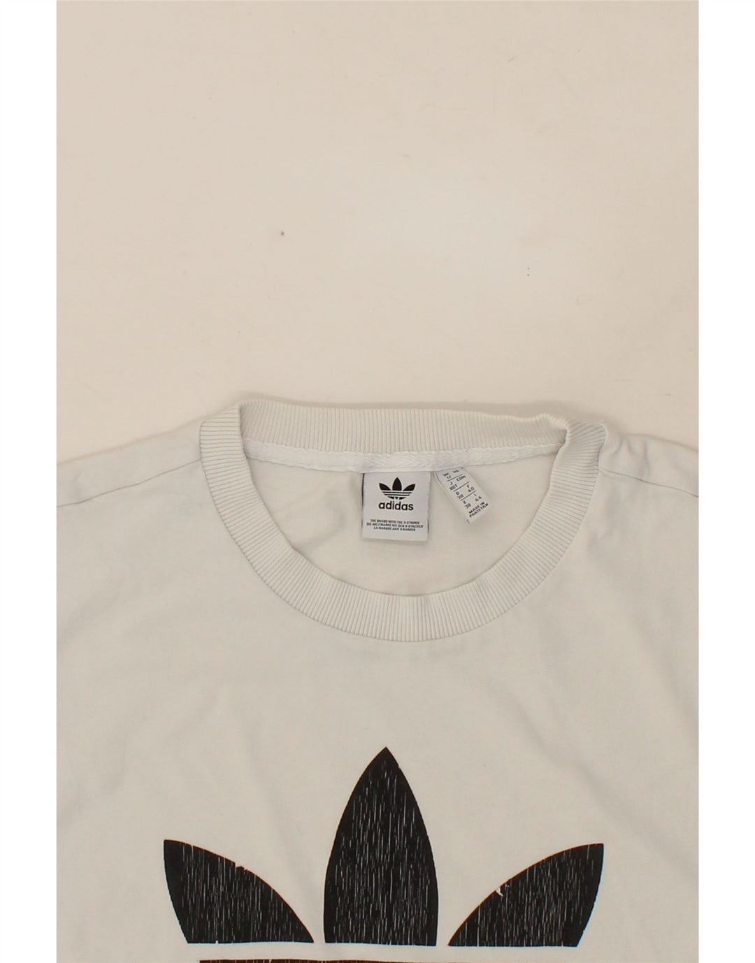 ADIDAS Womens Graphic T-Shirt Top UK 12 Medium White Vintage Adidas and Second-Hand Adidas from Messina Hembry 