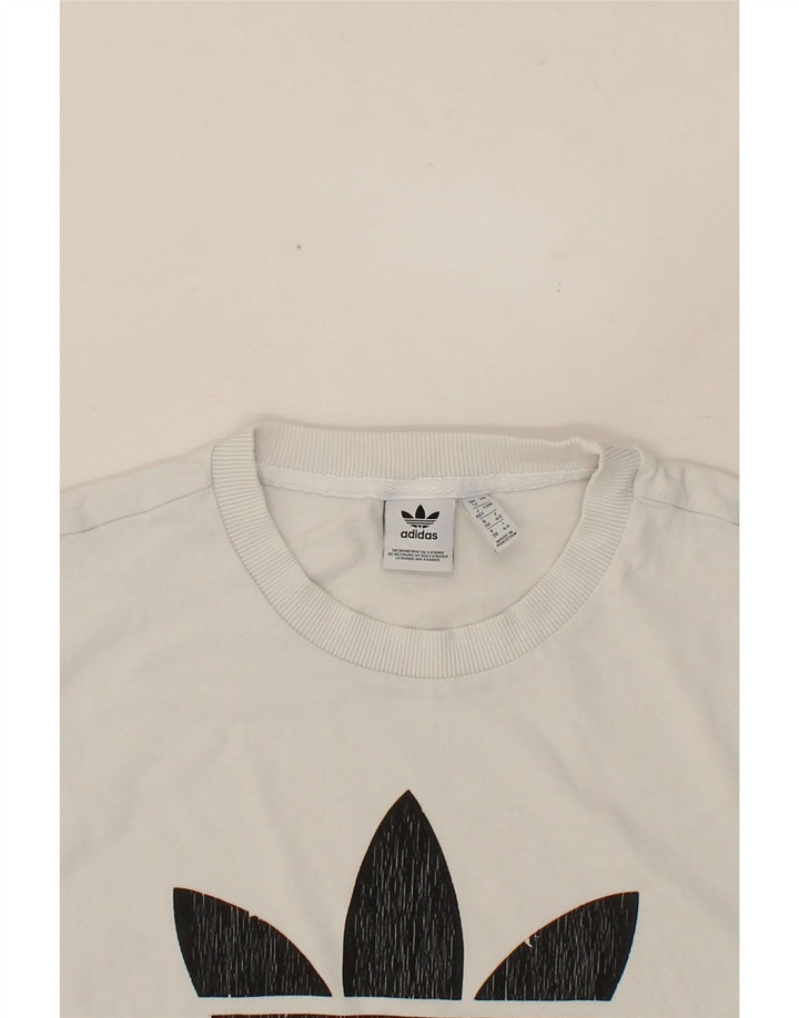 ADIDAS Womens Graphic T-Shirt Top UK 12 Medium White Vintage Adidas and Second-Hand Adidas from Messina Hembry 