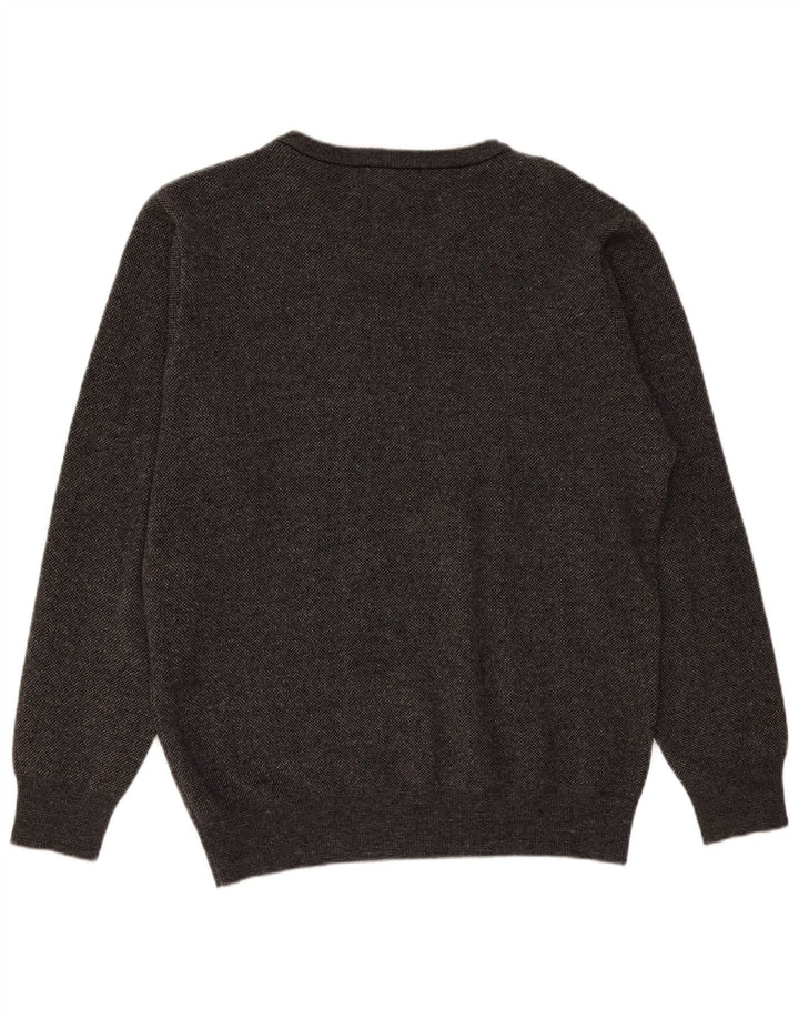 Męski sweter Superga z dekoltem w kształcie litery V, duży, szary, wełniany