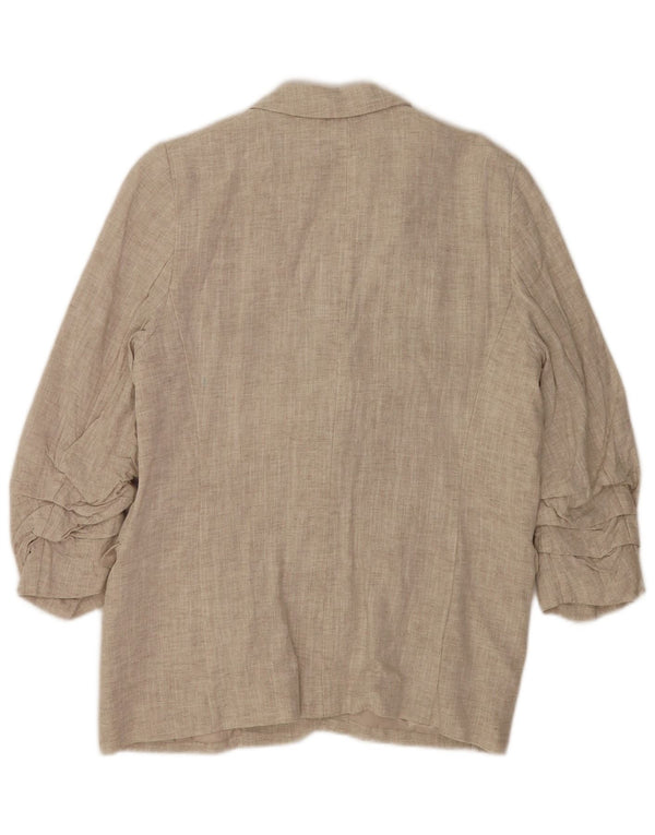 Marks & Spencer Womens 3/4 Sleeve Open Blazer Jacket UK 14 Large Beige