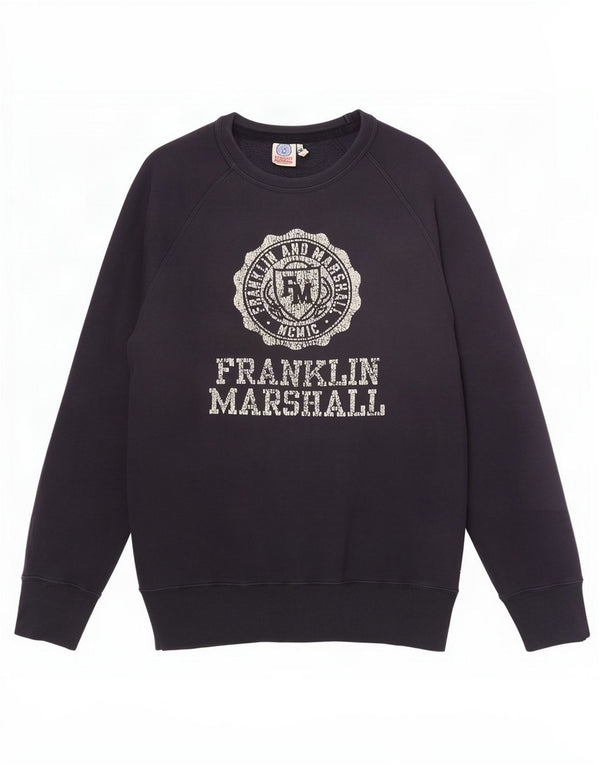 Franklin Marshall Mens Graphic Sudadera Jumper Medium Azul Marino