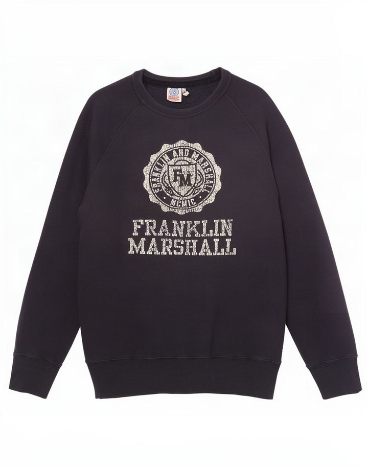 Franklin Marshall Mens Graphic Sweatshirt Jumper Medium Navy Blue