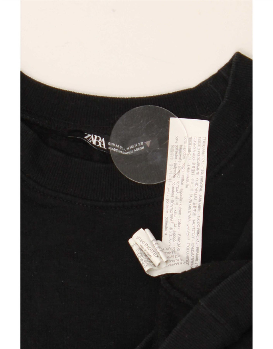 Zara Womens Crop Sweatshirt Jumper UK 14 Medium Black Cotton