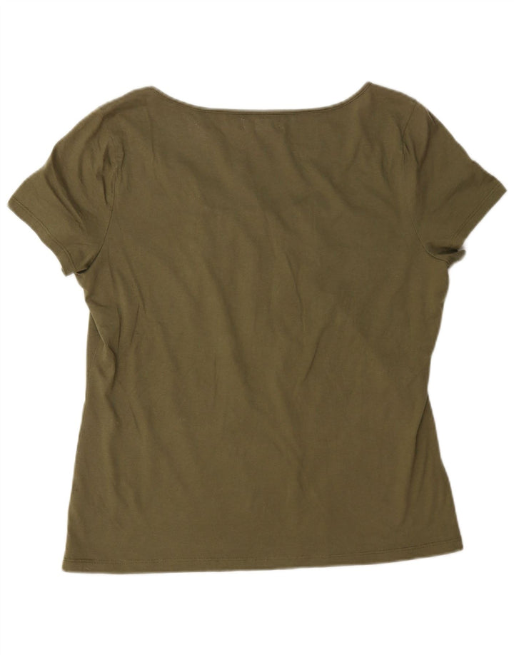 Chaps Womens T-Shirt Top UK 16 Large Khaki Cotton