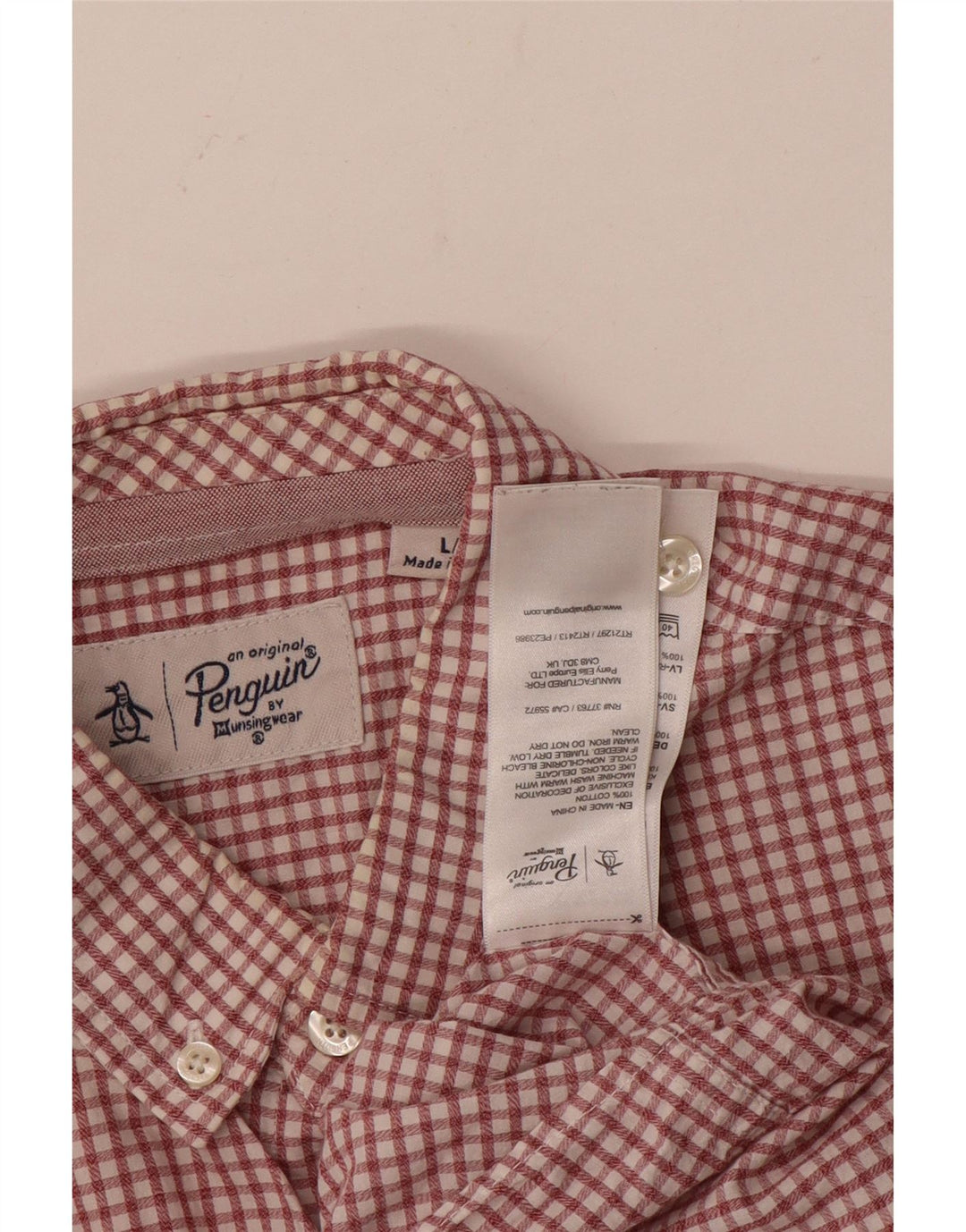 Penguin Mens Shirt Large Red Check Cotton