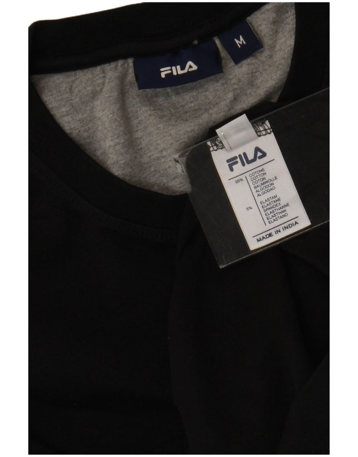 Fila Mens T-Shirt Top Medium Black Cotton