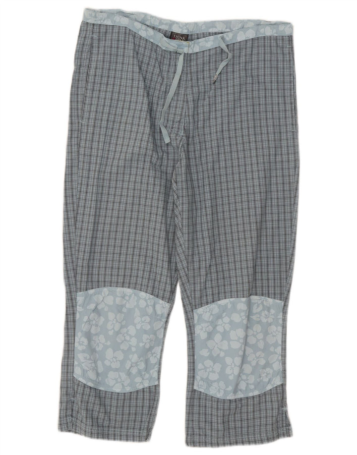 Think Pink Damen Caprihose W32 L21 Blau kariert