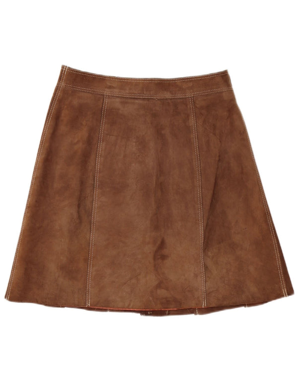 Vintage Damen Wildlederrock EU 40 Medium W30 Braunes Leder