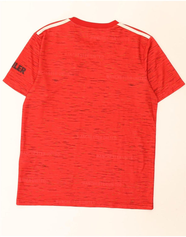 Adidas Herre Manchester United T-Shirt Top Medium Rød Flecked Polyester