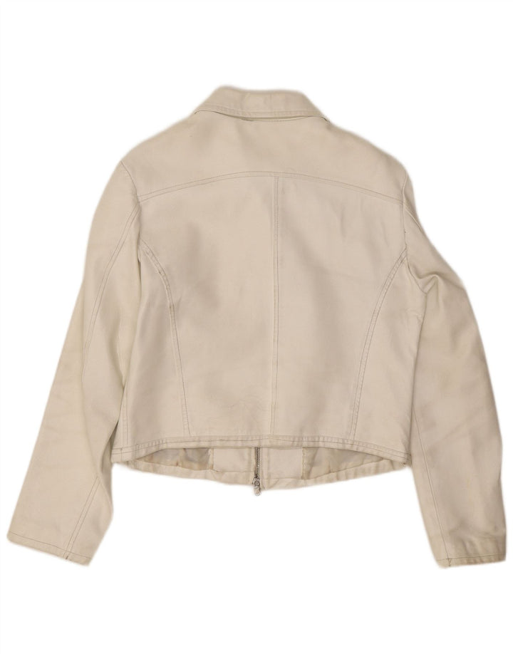 Masterpelle Dame Crop Læderjakke IT 48 XL Hvid Læder