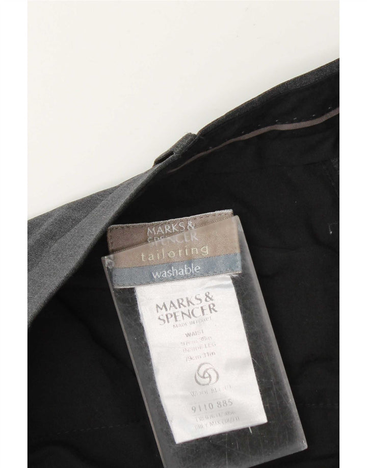 Pantaloni da abito su misura da uomo Marks & Spencer W38 L31 poliestere grigio