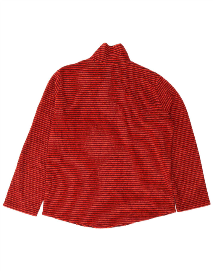 FILA Womens Zip Neck Jumper Sweater UK 14 Medium Red Striped Wool