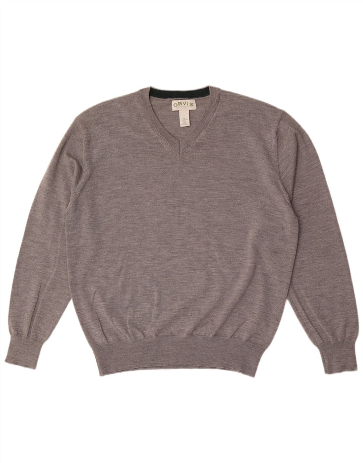 ORVIS Herre V-hals sweater XL Grå Uld