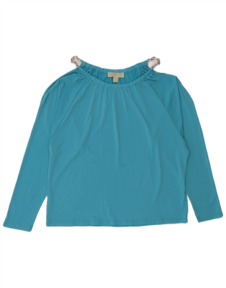 MICHAEL KORS Womens Long Sleeve Blouse Top UK 18 XL Blue Polyester