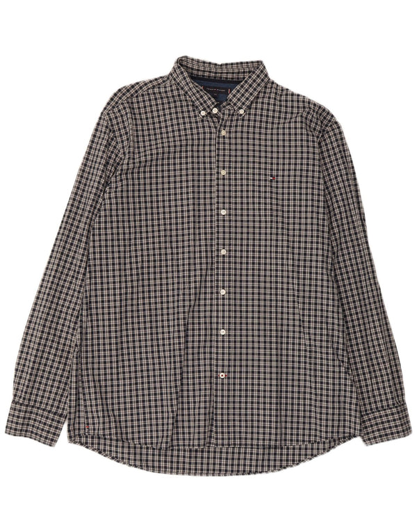 Tommy Hilfiger Mens Regular Fit Shirt 2XL Grey Check Cotton