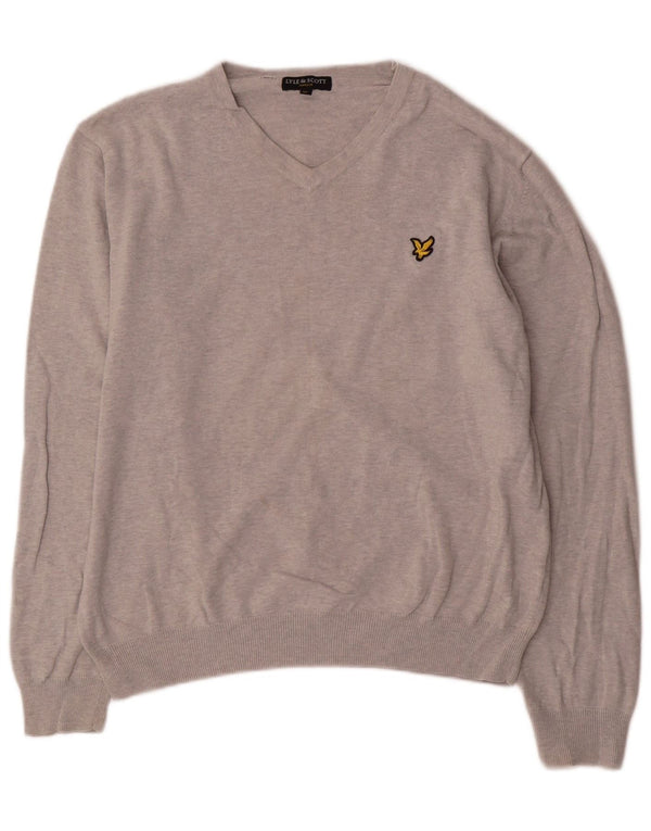 Lyle & Scott női V-nyakú pulóver UK 18 XL szürke foltos pamut