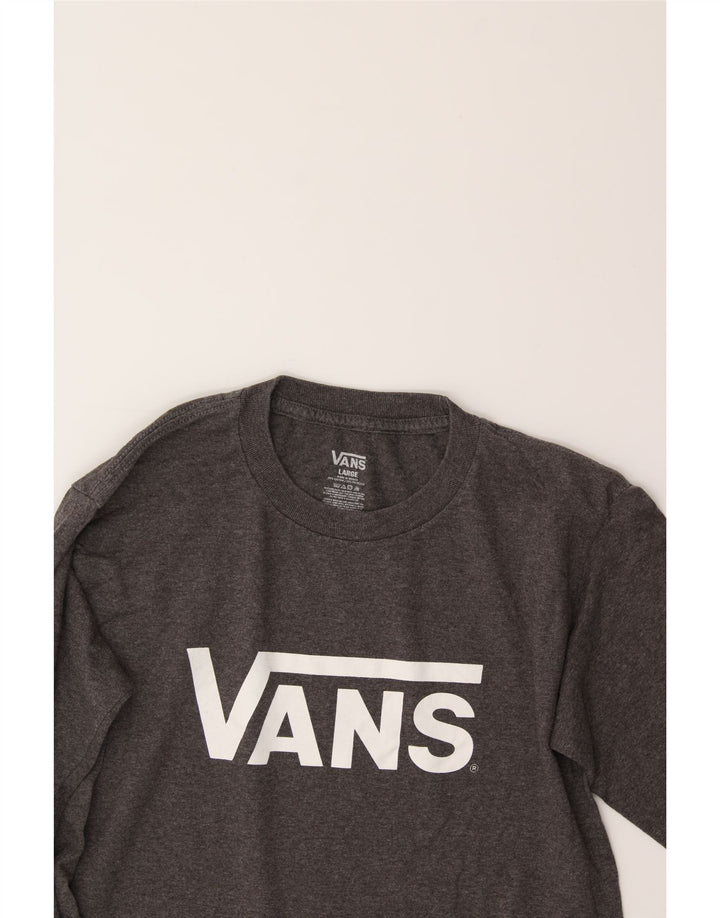 VANS Boys Graphic Top Long Sleeve 12-13 Years Large Grey Cotton Vintage Vans and Second-Hand Vans from Messina Hembry 