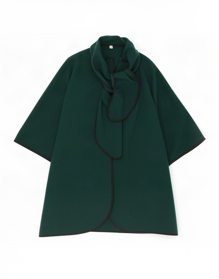 Casaco feminino vintage com amarração frontal e capelete UK 14 verde médio