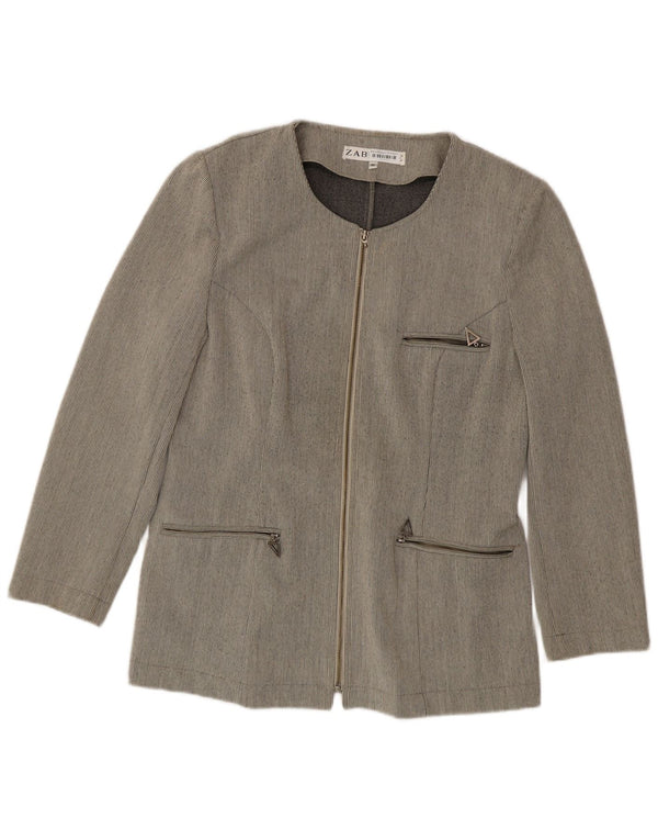 Zabaione Dame Blazer Jakke IT 42 Medium Grey Pinstripe