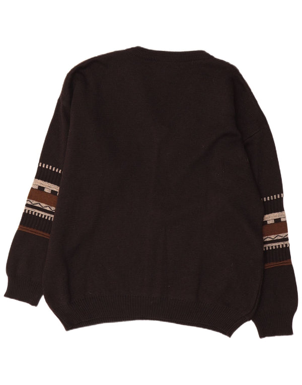 Cotton Republic Herre V-hals sweater XL Sort Geometrisk polyakryl