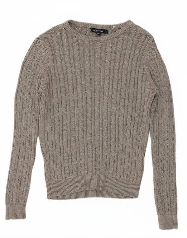 KANGOL Womens Crew Neck Jumper Sweater UK 14 Large  Grey Cotton