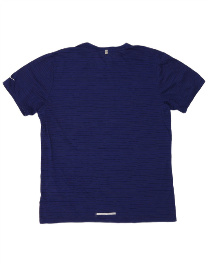 Nike herre Dri Fit T-shirt top XL marineblå stribet polyester