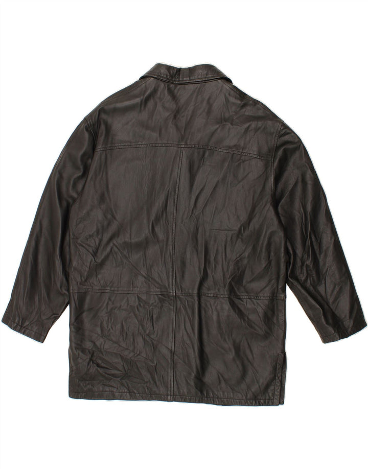 VINTAGE Womens Leather Coat IT 48 XL Black Leather Vintage Vintage and Second-Hand Vintage from Messina Hembry 