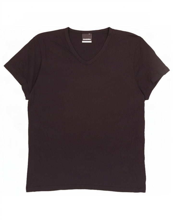 Diadora Mens T-Shirt Top Large Black Cotton