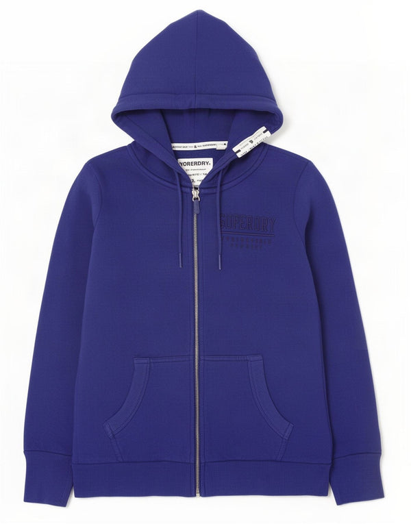 Superdry Womens atletik-hættetrøje med lynlås UK 10 Small Blue Cotton